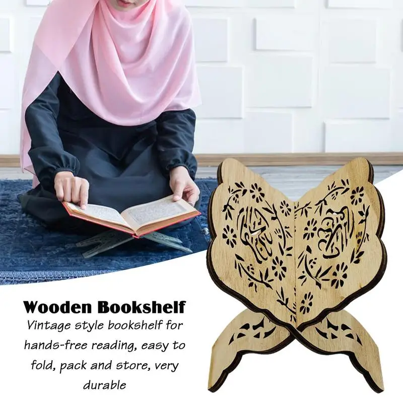 Wooden Quran Book Stand Folding Holy Bible Reading Display Rack Muslim Religious Prayer Book Stand Quran Support Holder