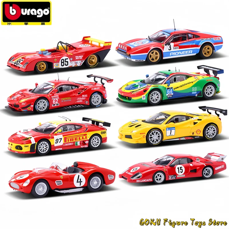 Bburago 1:43 Ferrari 296 Gt3 2022 250 488 512 308 312p Alloy Luxury Vehicle Diecast Pull Back Car Model Toy Collection Car Model