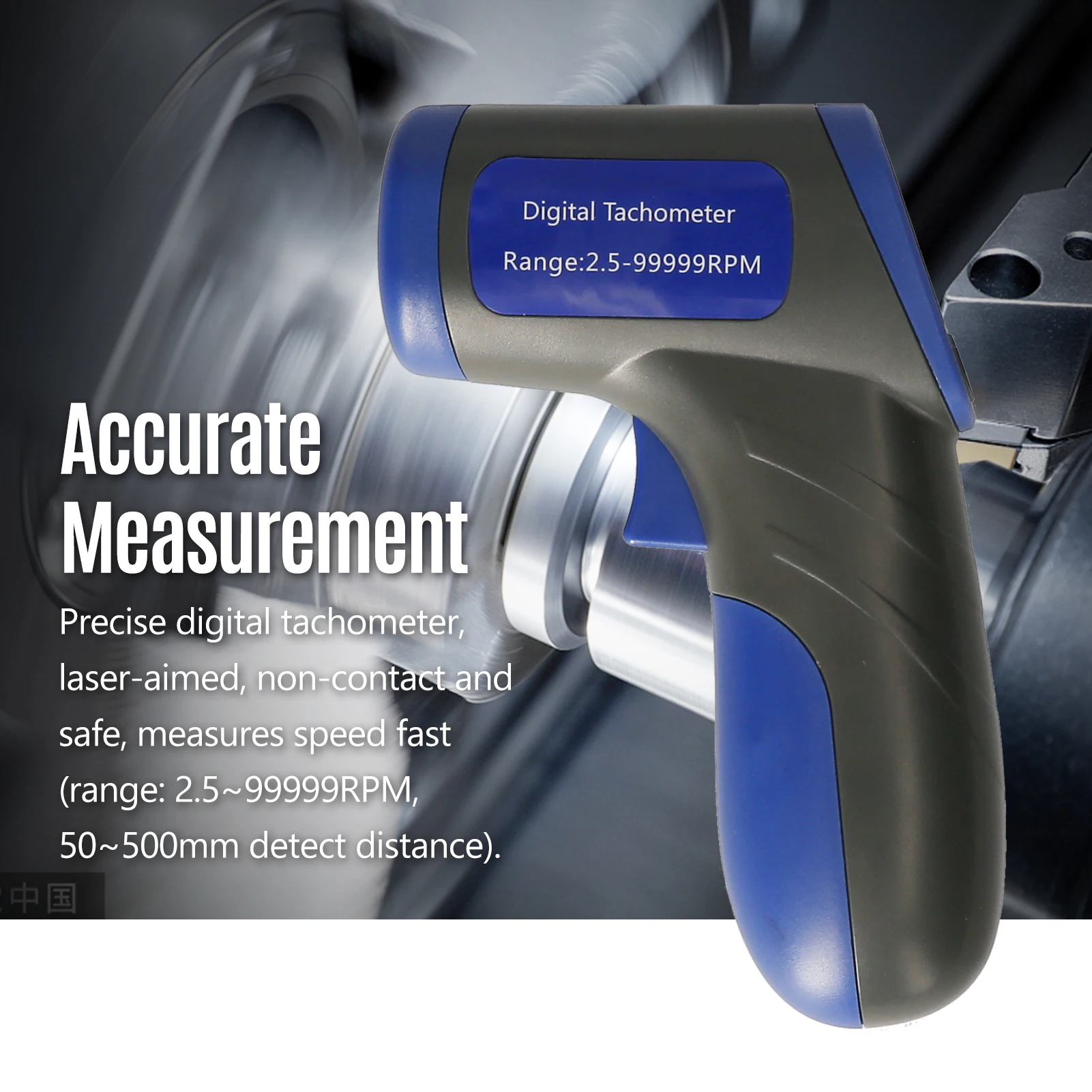 Digital Tachometer Laser Tachometer Handheld RPM Meter Speedmeter (2.5-99999RPM Measuring Range) with Backlit LCD Display