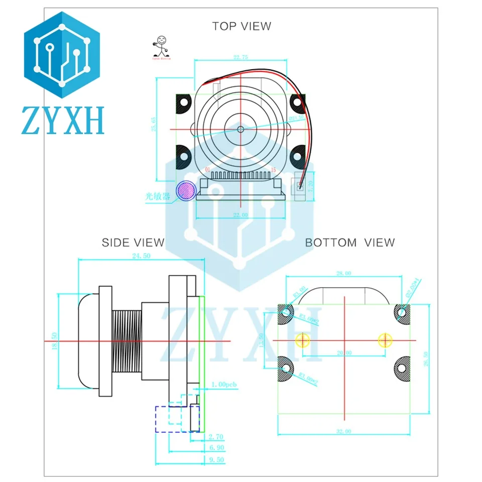 1080P OV5647 5MP Camera Module Automatic IR-Cut Switching Day/Night Vision 175 Degree View Security Came For Raspberry Pi 4/3B+