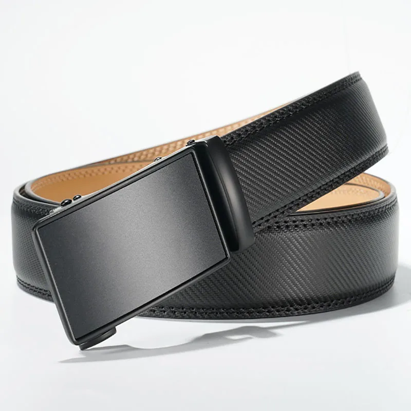 Men's Leather Belts Fashion Automatic Buckle Cowskin Male Belts Luxury Designer Black belt 120cm Jeans Belt