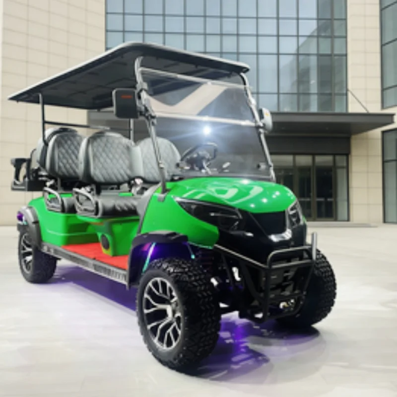 Best Selling Off-Road Electric Golf Cart Luxury Club Utility Vehicle 6 Seater Golf Cart Tire LED Strip 14-Inch Off-Road Tires