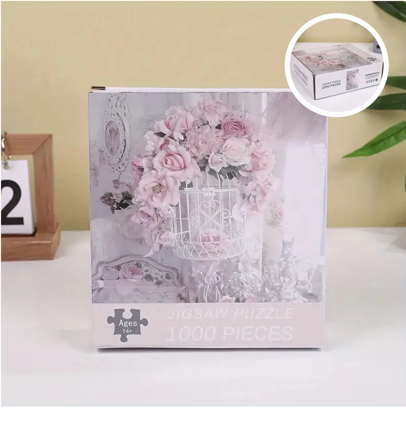 70cm * 50cm 1000 stücke rosa Nelken Blumen puzzle Erwachsenen Stress abbau schöne Landschafts malerei Puzzle Home Wand dekoration