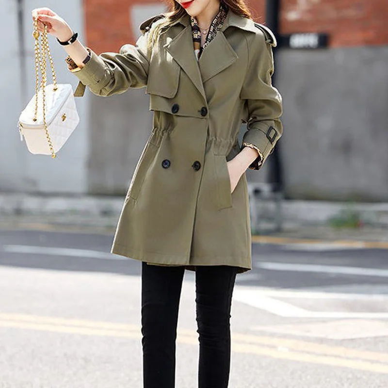 2023 New Spring and Autumn Fashion British Style Loose Relaxed Commuting Simple Versatile Oversize Waist Windbreaker Coat