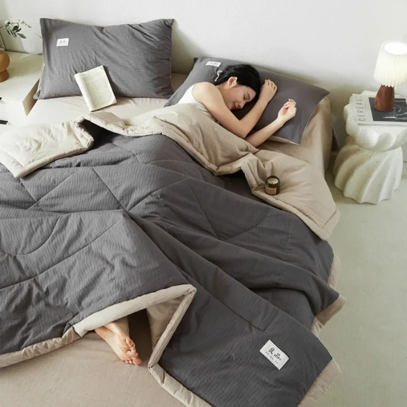Class A corrugated yarn pure cotton jacquard summer quilt air conditioner quilt summer cool quilt four-piece single dormitory