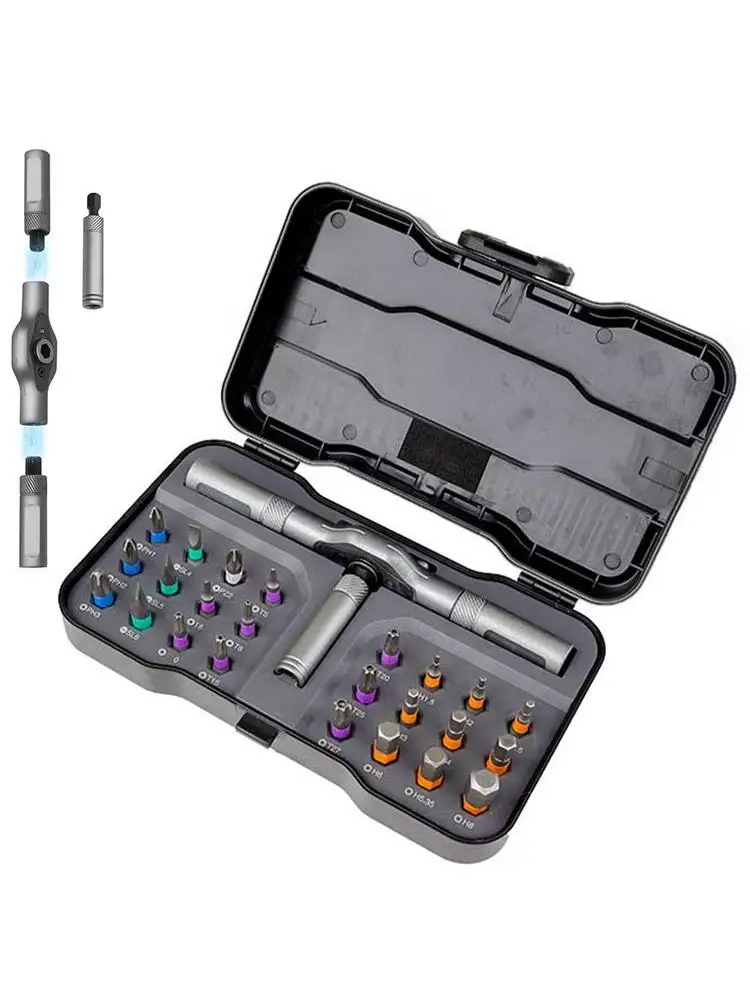 AliExpress NONE 24-in-1 Multifunctional Screwdriver and Ratchet Wrench Set Magnetic Tip Hand Tools Kit for DIY PC Furniture & Bicycle Repairs