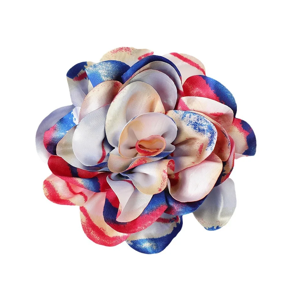 

Wholesale Multi-color Printing Satin Flower Hairpin for Women 19CM Big Floral Fascinator Hair Clip Brooches Girls Party Headwear