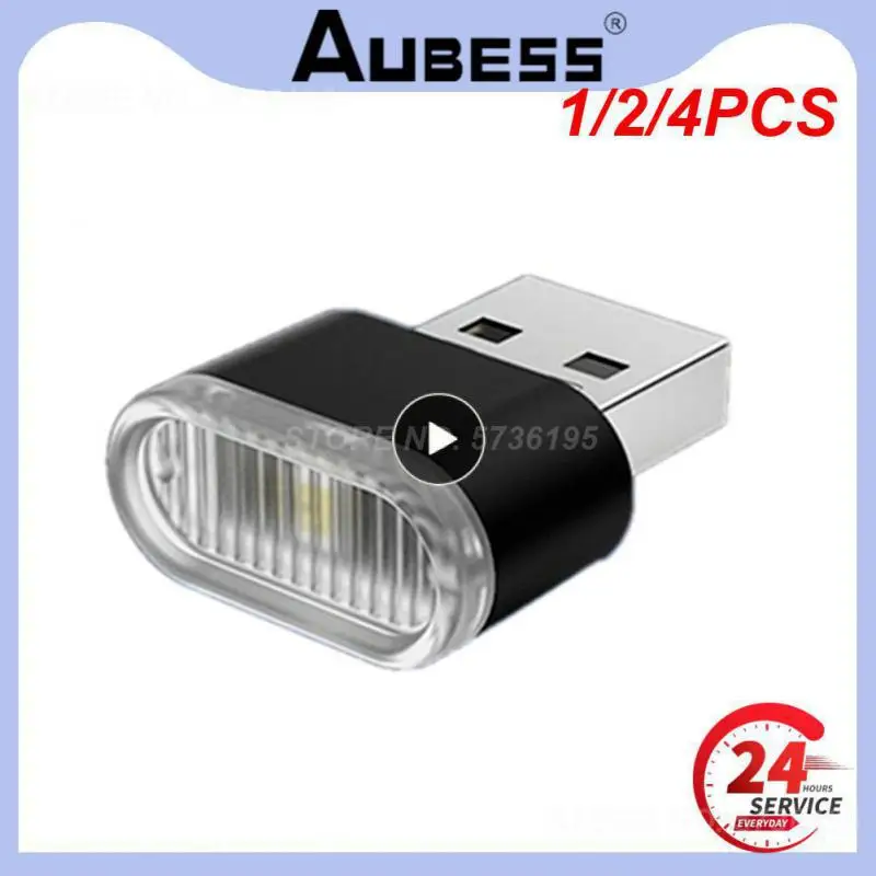 

1/2/4PCS Car Mini USB LED Atmosphere Lights Car Interior Neon Decorative Lamp Emergency Lighting Universal PC Portable Plug and