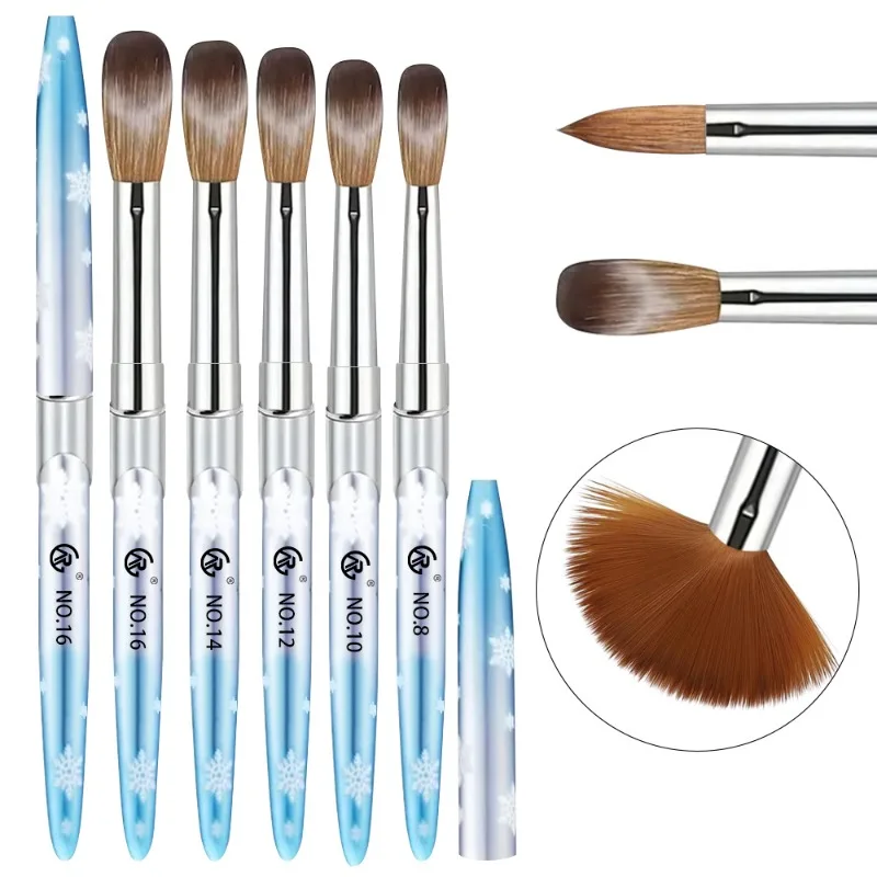 Nail Art Crystal Pen, Sturdy and Durable Blue Metal Snowflake Pen Bar Soft and Comfortable Nylon Brushes Set of 5 Nail Art Pens