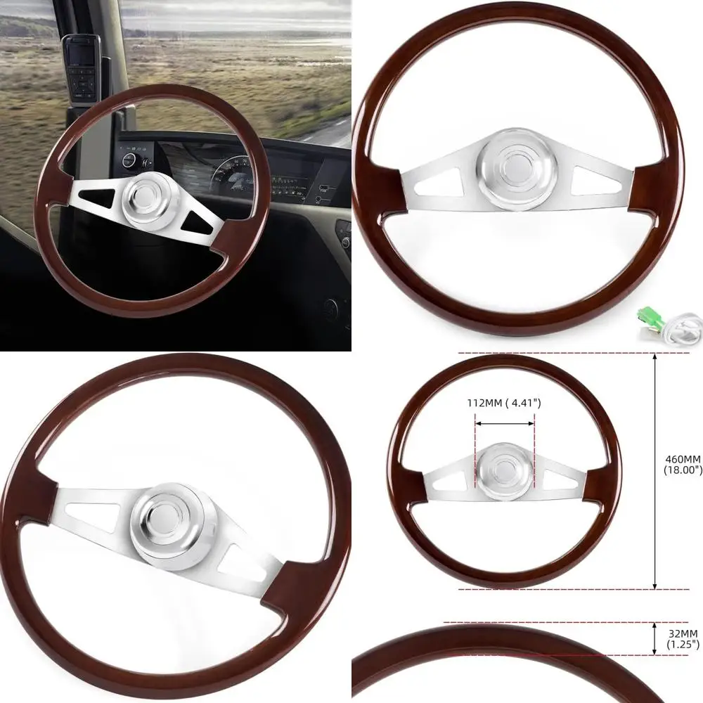 

18-дюймовый деревянный руль для грузовика, классический деревянный руль с 2 спицами для Kenworth, Peterbilt, Volvo, Freightliner (стиль E)