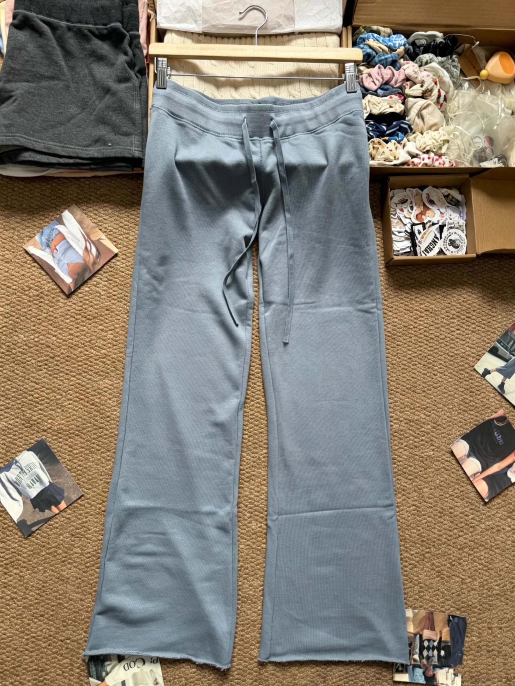 Gray Blue-Raw Hem