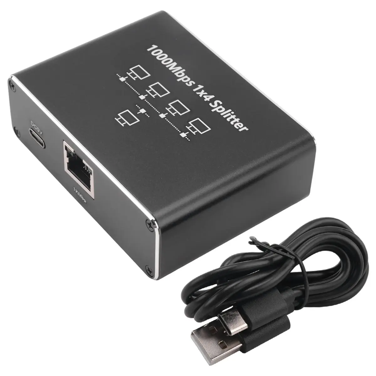 A46U Gigabit Network Splitter 1-To-4 Network Cable Splitter RJ45 Network Port Ethernet Splitter Suitable for PC Laptops