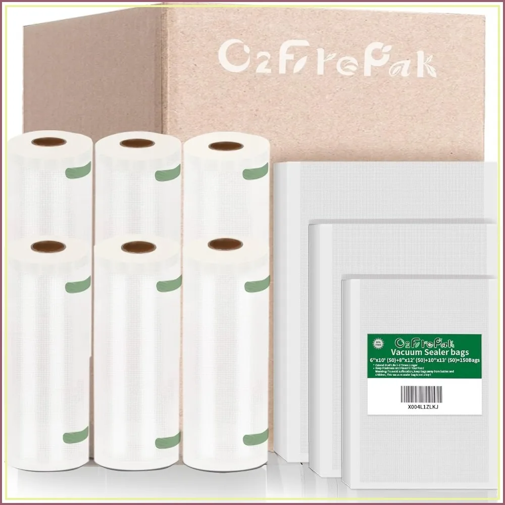 Multi-Size Vacuum Sealer Bags & Rolls Combo Pack - 250 Bags & 6 Rolls