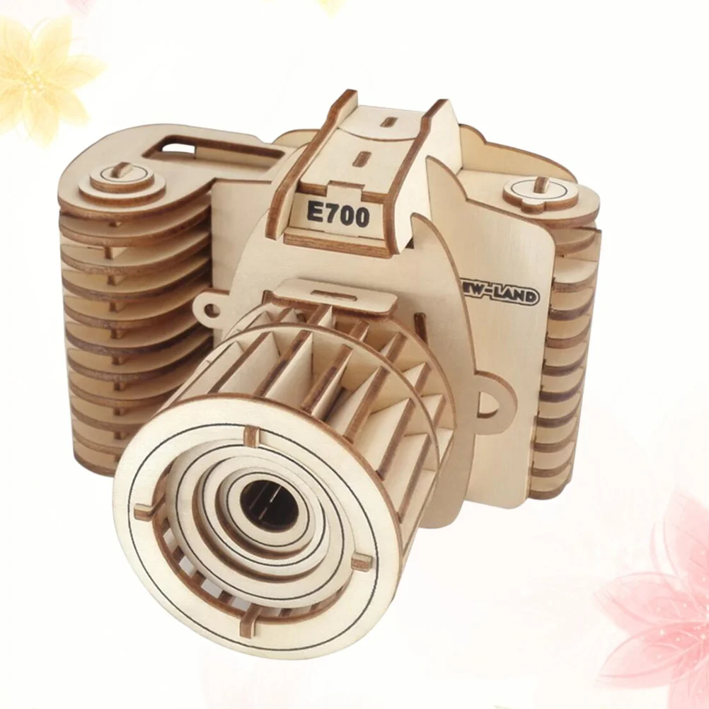 

DIY Assembly Wooden 3D Puzzle Camera Shape Educational Jigsaw for Kids Creativity Imagination Exercise Wooden Jigsaw