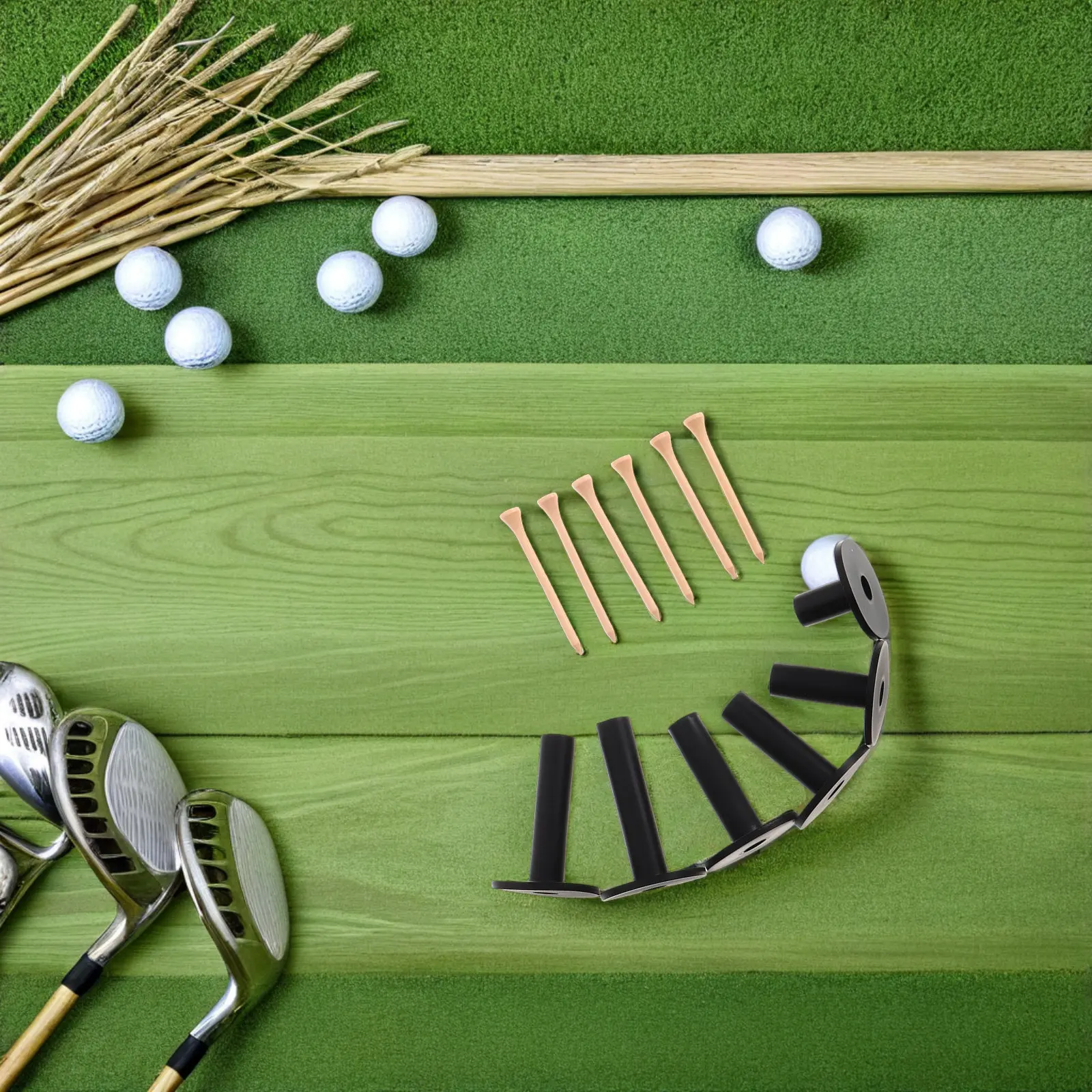 

6Pcs Rubber Golf Tees Black Holder Wood Nails 35 54 65 70 75 83Mm Stable Unbreakable Pegs Golf Training Supplies Driving Range