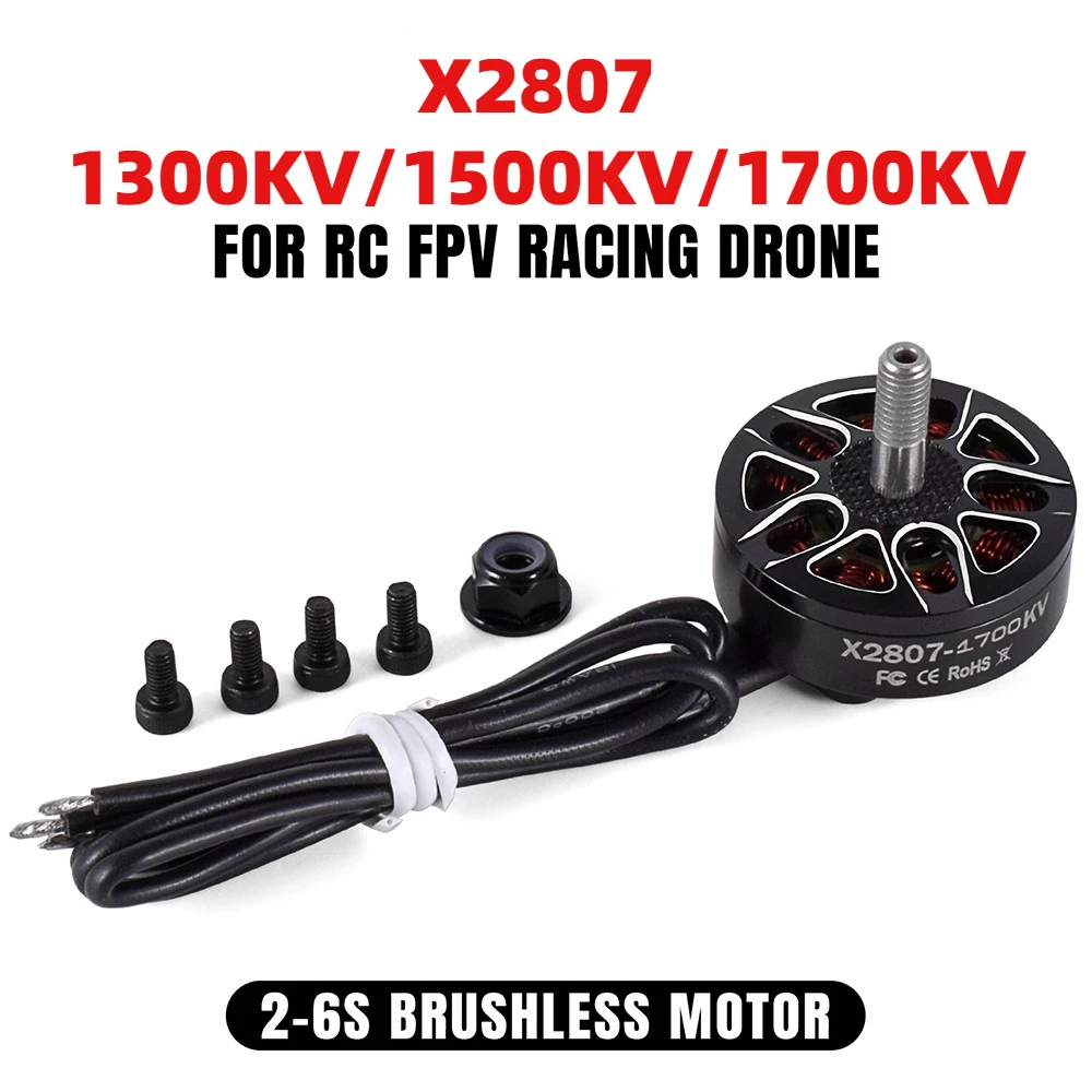 Borstelloze Motor X2807 2807 1300/1500/1700kv 2-6S 4Mm Lageras Motor Voor Rc Fpv Racing Drone Multicopter Diy Upgrade Onderdelen