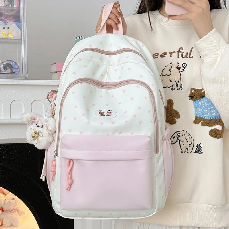 حقيبة ظهر نسائية جديدة بسيطة من النايلون بلون سادة حقائب ظهر غير رسمية للمراهقات 2025 حقيبة مدرسية نسائية ذات سعة كبيرة #1