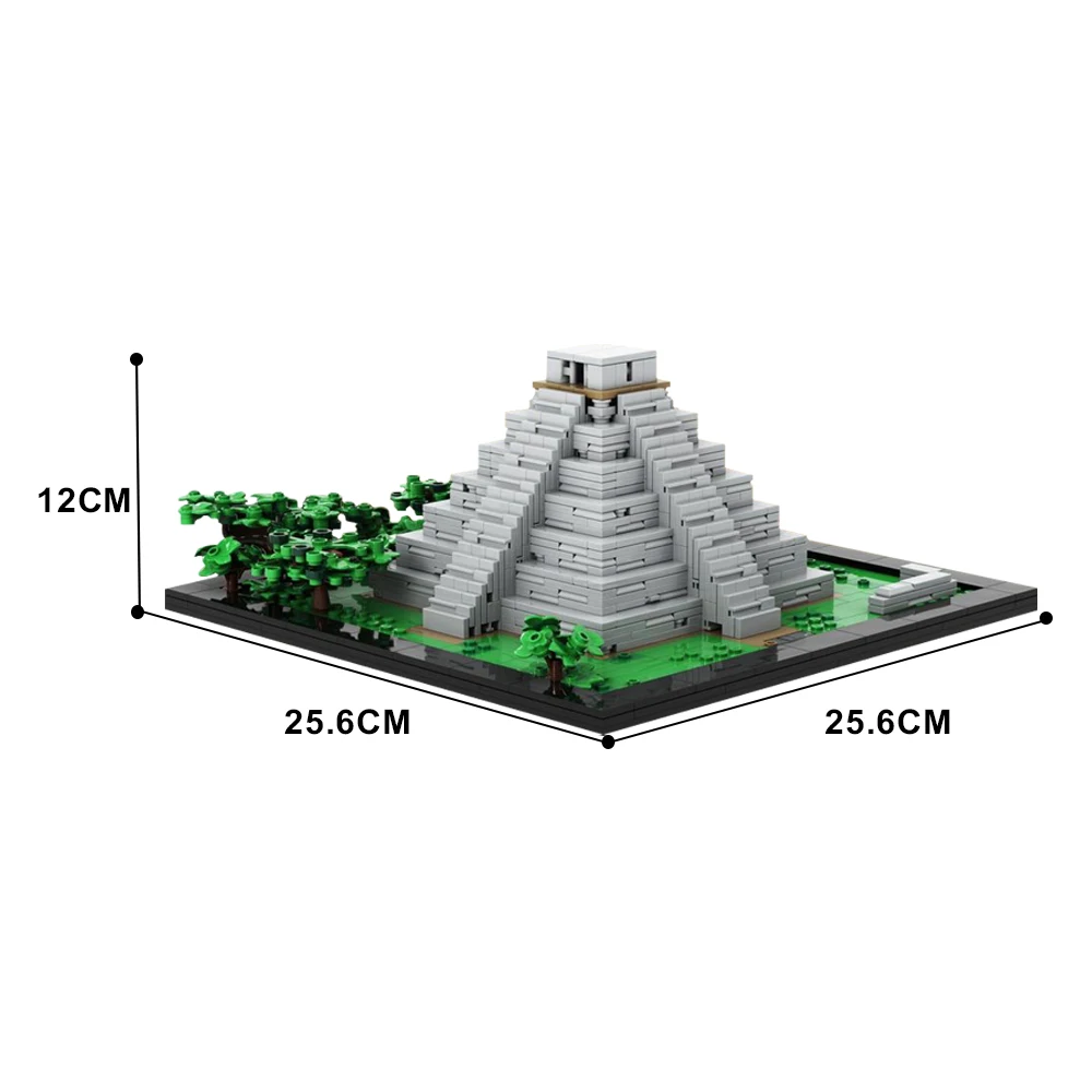 MOC City Street View Piramide Maya Modello Building Block set Architettura retrò Punto di riferimento Educazione Giocattoli in mattoni Regalo di compleanno per bambini