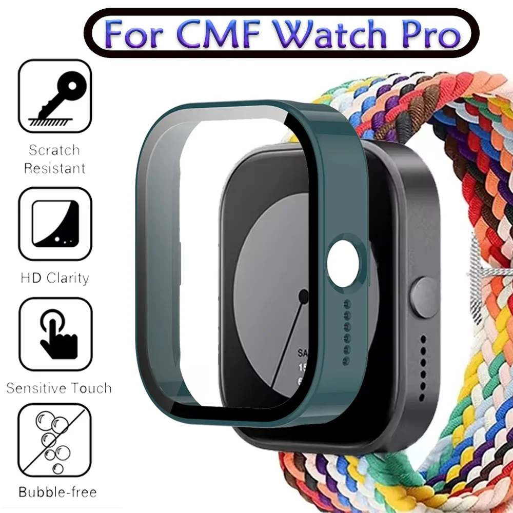 強化ガラス + PC ケース CMF Watch Pro 用ガラススクリーンプロテクター オールラウンド保護フレームバンパーシェル CMF Watch Pro カバー用