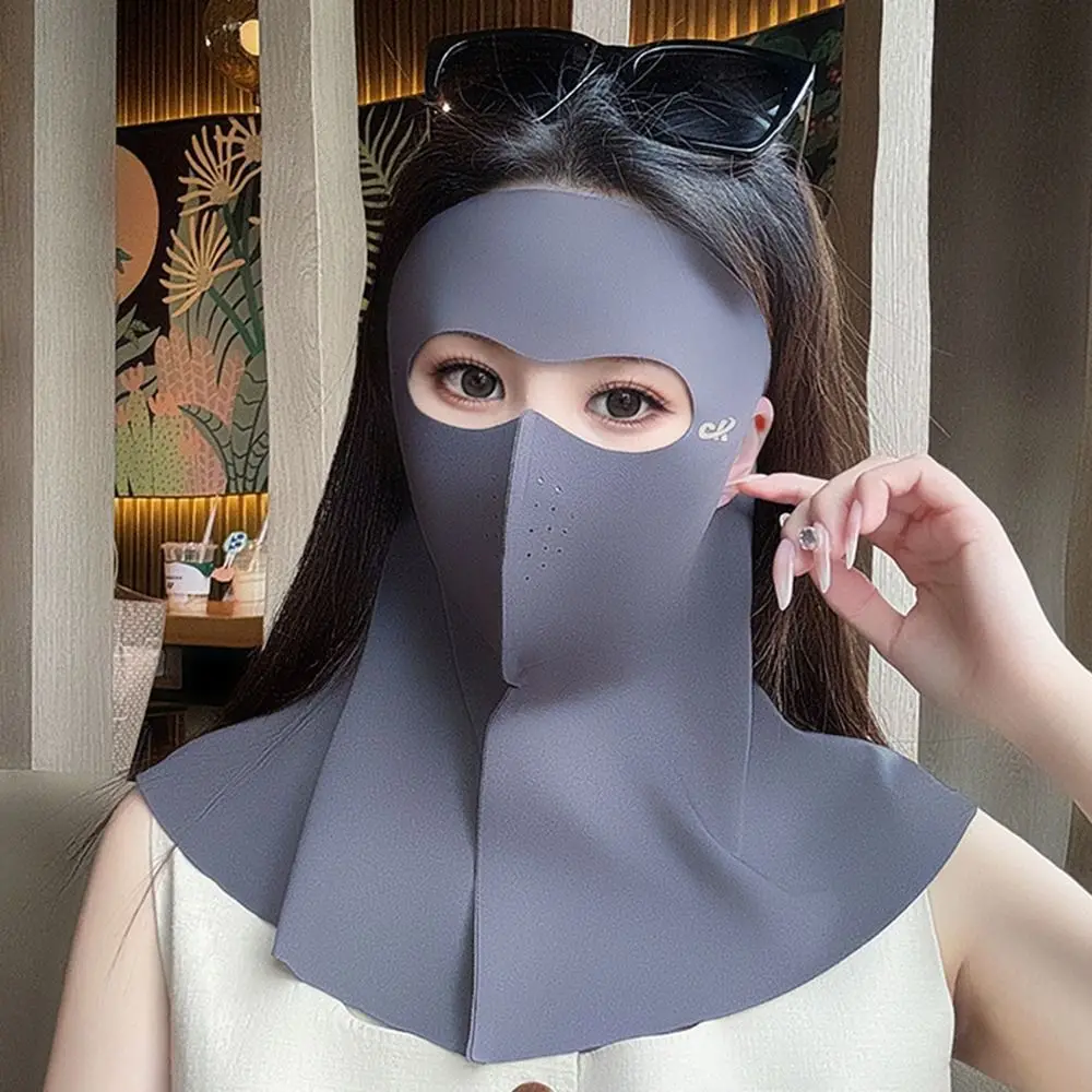 

New Ice Silk Sun Protection Mask UPF50+ Full Face Anti-UV Neck Scarf Fashion Summer Neck Protection Sunshade Face Mask