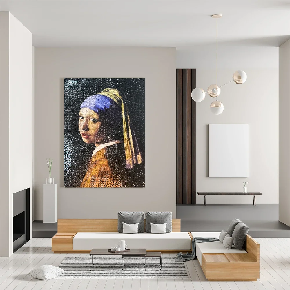 MaxRenard 68*49cm Jigsaw Puzzle 1000 Pieces for Adult Old Master Jan Vermeer Girl with Pearl Earring Family Game Home Decoration