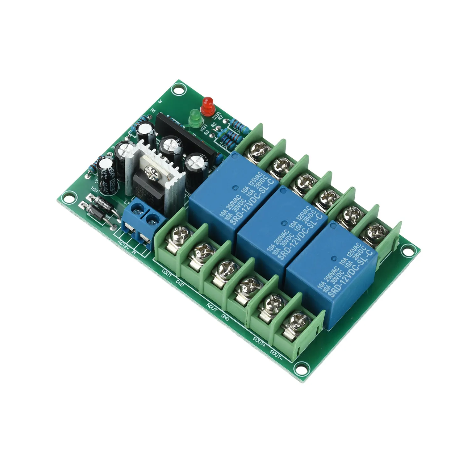 2.1 Channel Speaker Protection Board 3*10A Relay 12-18V 600W Amp Protection Module DIY Subwoofer Stereo Audio Amplifier Repair