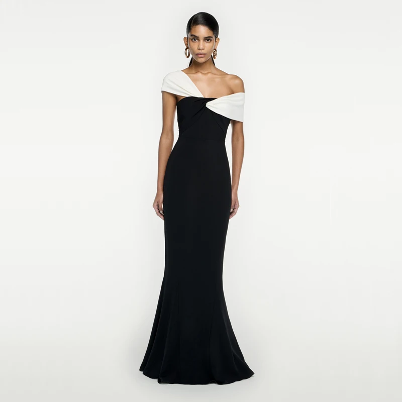 

Factory Wholesale Women's Black Slash Neck Slim Fit Sexy Boutique Celebrity Cocktail Party Bandage Long Dress