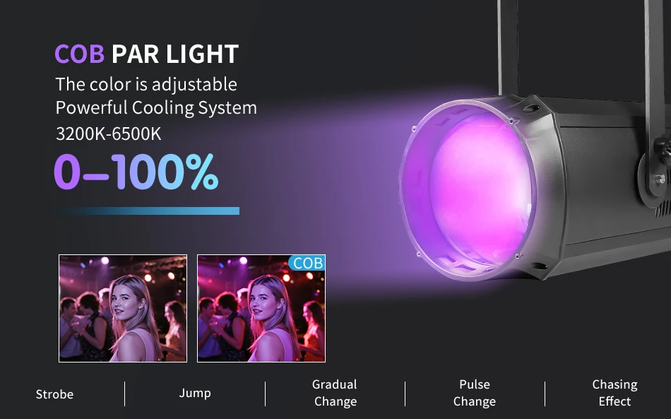 DMX 300W 2in1 Kalt+Warm /RGBW LED Zoom COB Beleuchtung für Party Nachtclub Kirche Hochzeit Lichteffekte – Detail 4