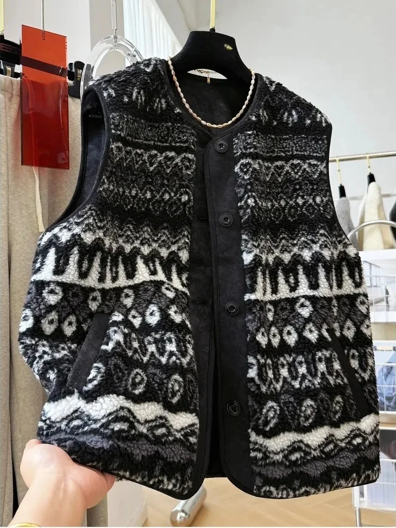 

Очень большой ретро-жилет в стиле Fair Isle (300 Pou), свободная верхняя одежда для осени и зимы, повседневная одежда для подростков в Китае