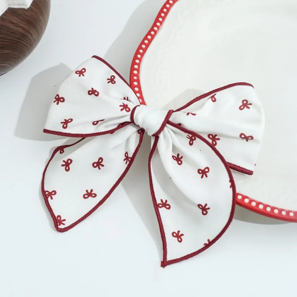 مشابك شعر على شكل فيونكة من القماش سلسلة حمراء |   إكسسوارات شعر الأطفال للعطلات |   دبابيس شعر للفتيات على شكل ذيل حصان للاستخدام اليومي والاحتفالي