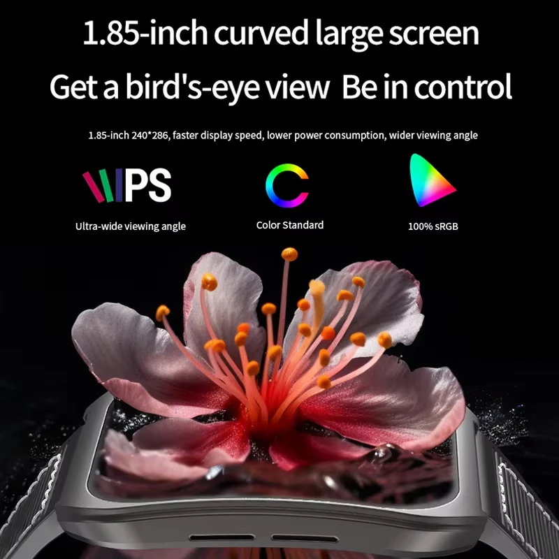 ساعة ذكية عصرية من LAXASFIT بشاشة 1.85 بوصة عالية الدقة وموسيقى بلوتوث وتتبع اللياقة البدنية للرجال والنساء 2025 ساعة ذكية جديدة بشاشة منحنية