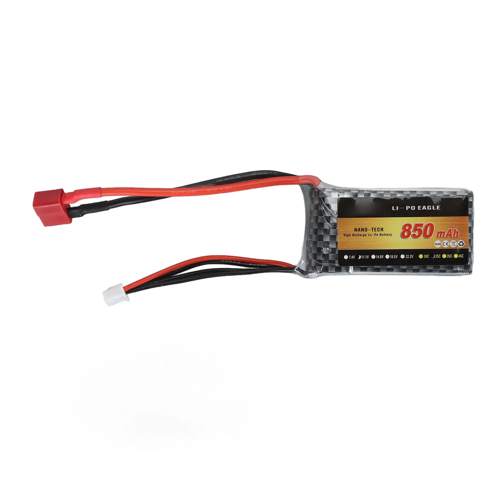 850mAh 11.1V 25C 3S LiPo Battery with T Plug Lightweight Lithium Battery for FPV Racing Drone Quadcopter