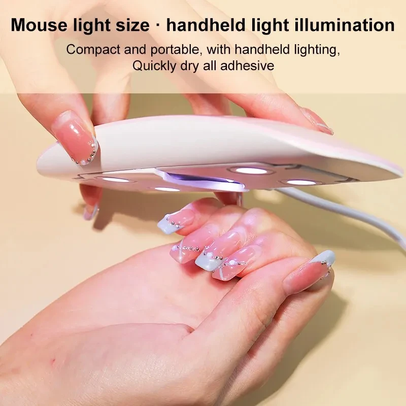 Mini asciuga unghie da 6 W Lampada portatile per manicure UV a 6 LED Lampada per unghie per uso domestico per asciugare la vernice con cavo USB