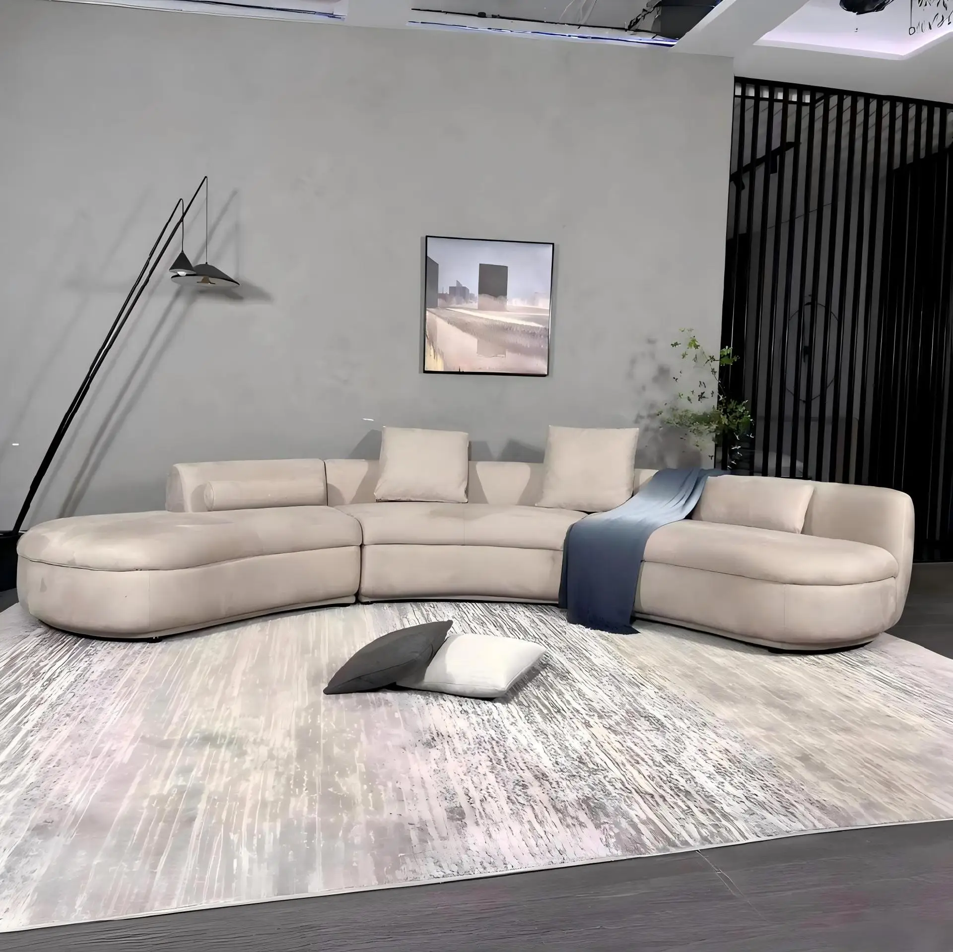 

Curved fabric sofa, special-shaped French minimalist living room sofa, designer, creative size apartment type