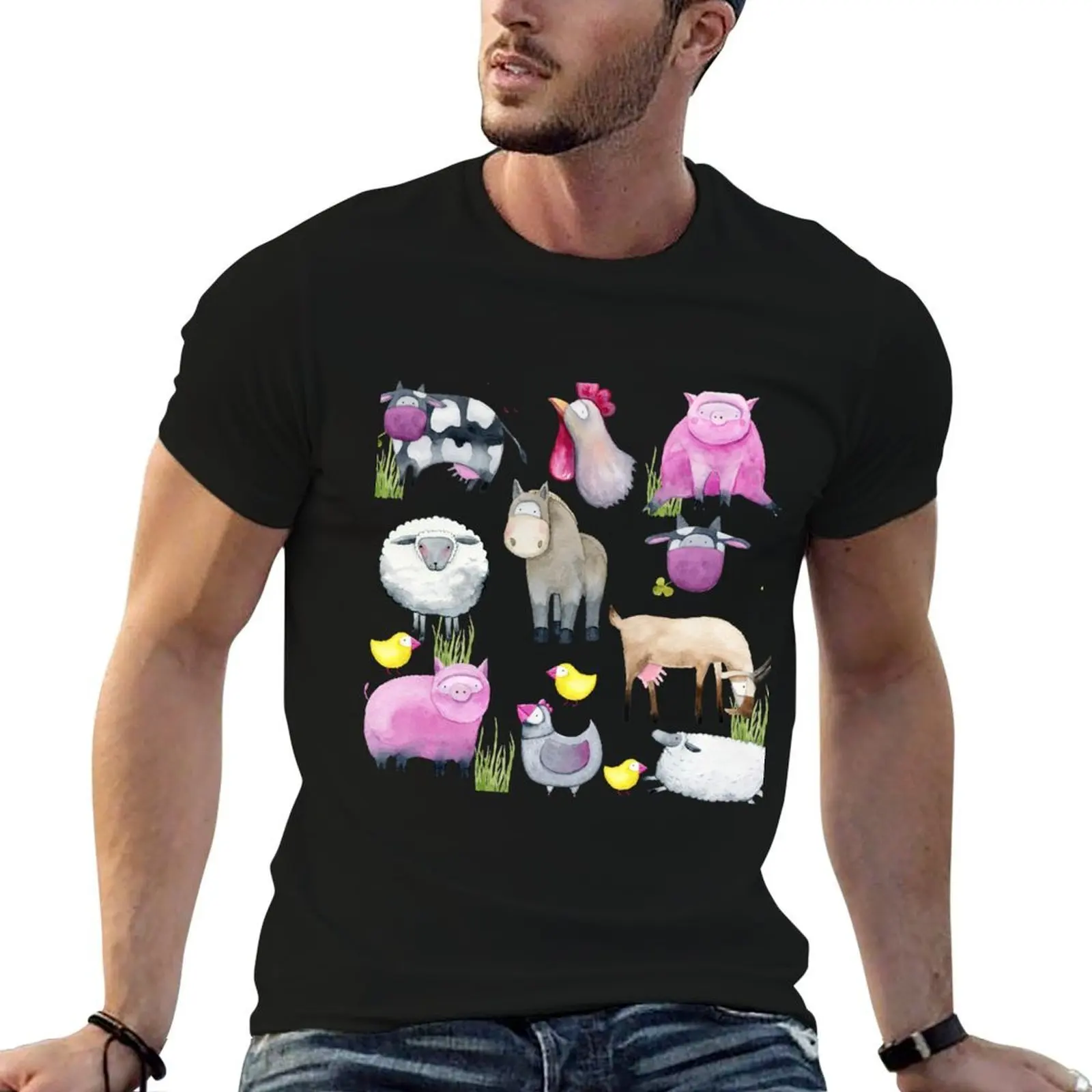 Farm Animals T-Shirt man graphic t shirt printed t shirts for man t shirts for man cotton funny T-shirt