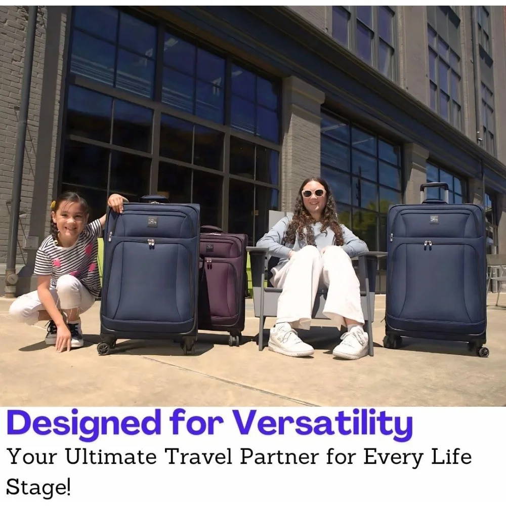 Equipaje ligero grande a cuadros con ruedas - maleta giratoria aprobada por tsa para viaje