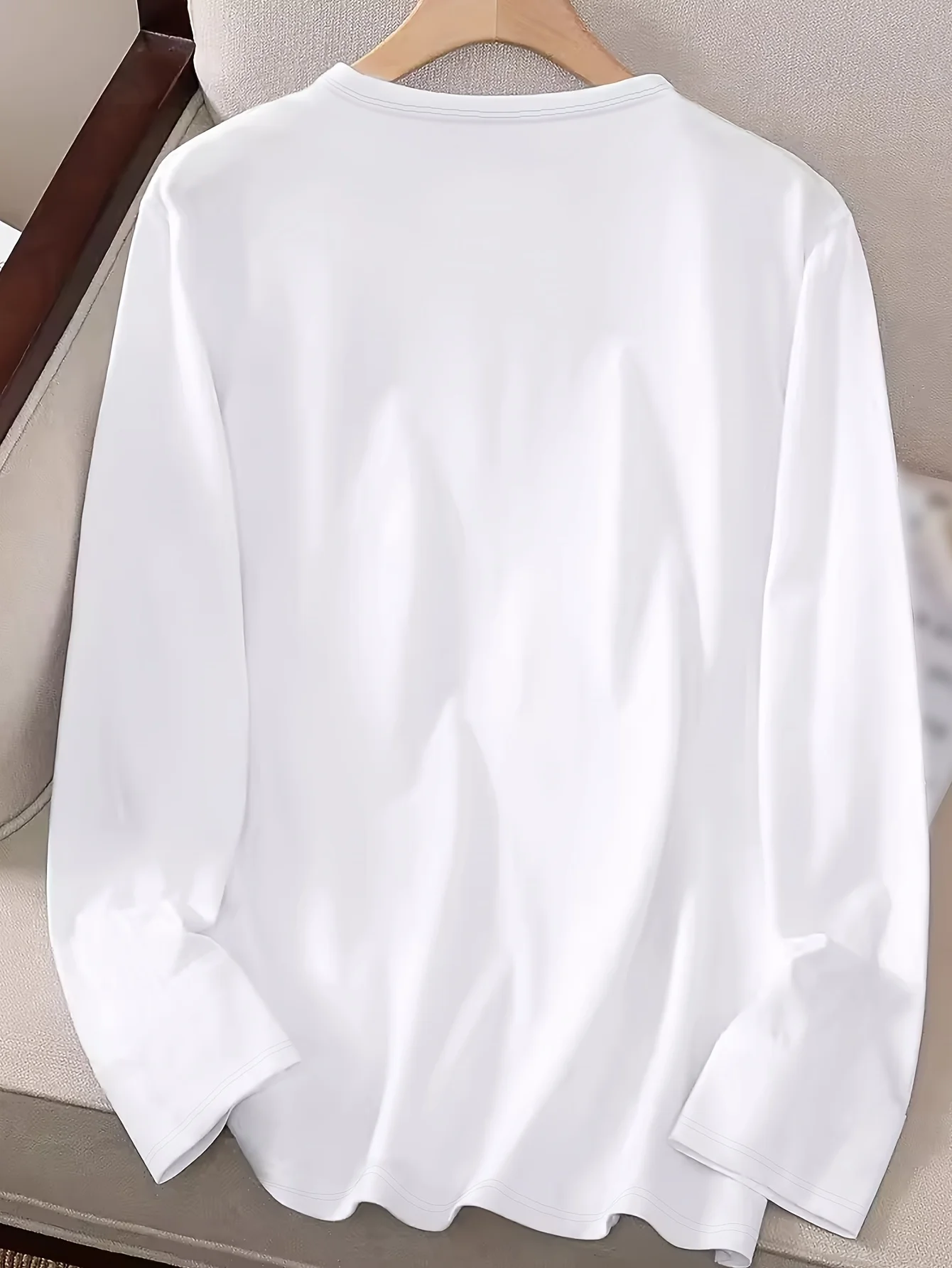 Men's White Palm Tree Print Long Sleeve T-Shirt - Beach-Themed Casual Summer Top, Round Neck Regular Fit Blouse for Year-Round Wear, Machine Washable Vacation Outfits & Everyday Casual Wear