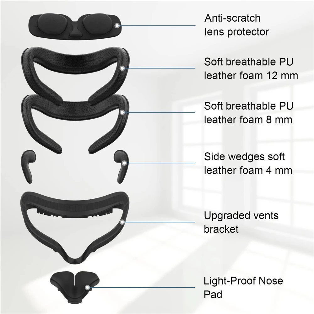 AMVR-cubierta facial 7 en 1 para Oculus Quest 2, soporte de interfaz Facial, cojín de espuma de cuero PU, almohadilla para los ojos, pieza de repuesto para máscara Facial