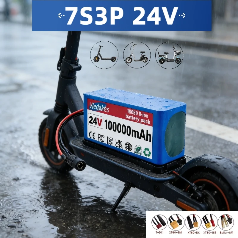 

24V 100Ah 7S3P 18650 Li-Ion Battery Pack, for Electric Motor Electric wheelchair toy car, With 29.4V2A Charger✅