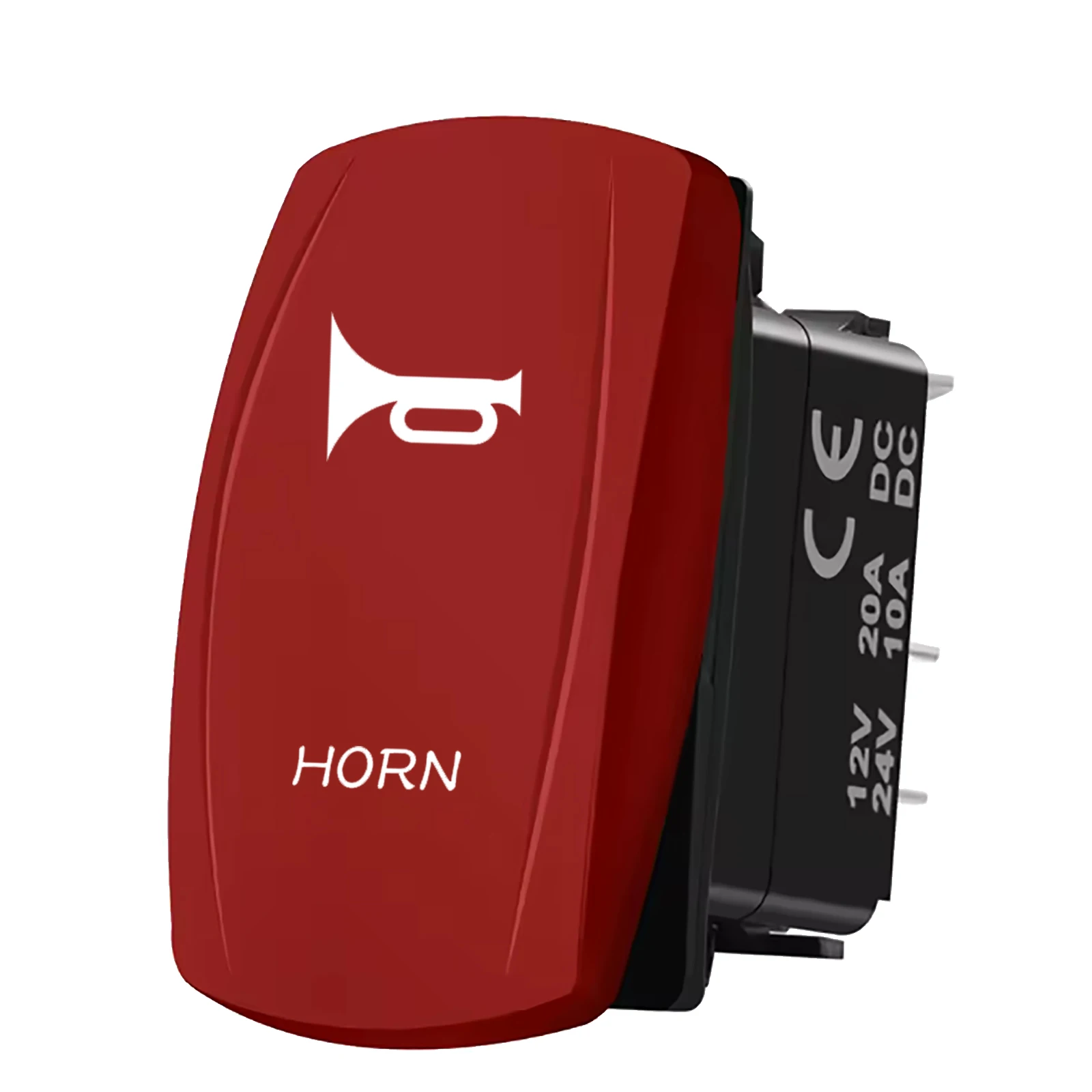 12V 20A SPST Momentary on off Horn Switch Red LED Rocker Button Waterproof for Polaris RZR Can-Am UTV Golf Cart Truck Boat RV