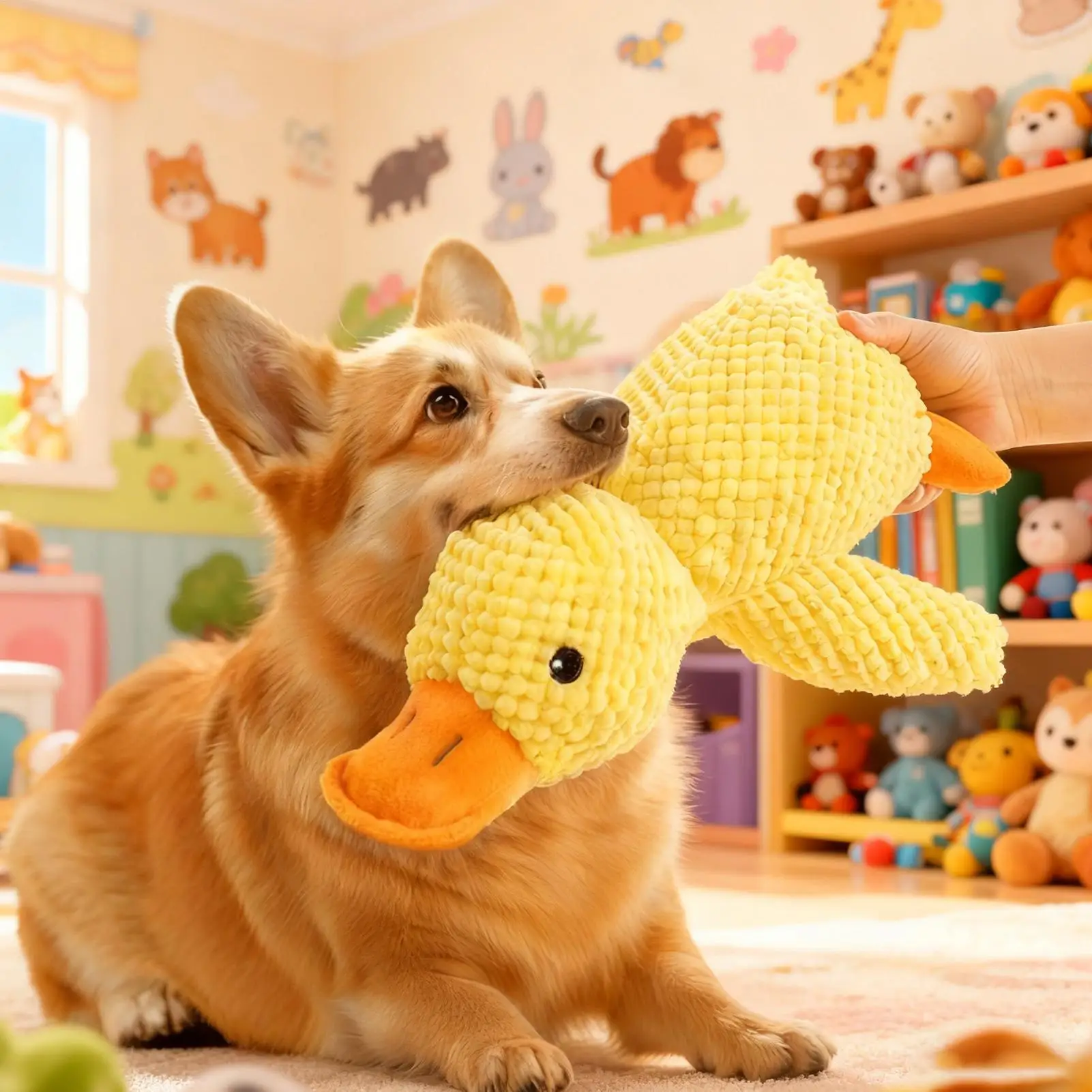 Quietschendes Enten-Kauspielzeug für Hunde, interaktives Haustierspielzeug für kleine und mittelgroße Hunde, Welpen-Beißtraining, langlebig, weich, für den Innen- und Außenbereich
