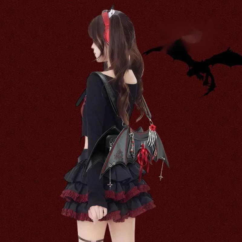 Women Handbag Love And Deepspace ItaBag Gothic Wings Shoulder Crossbody Tote Backpack Cosplay Student Travel Commute Itabag New