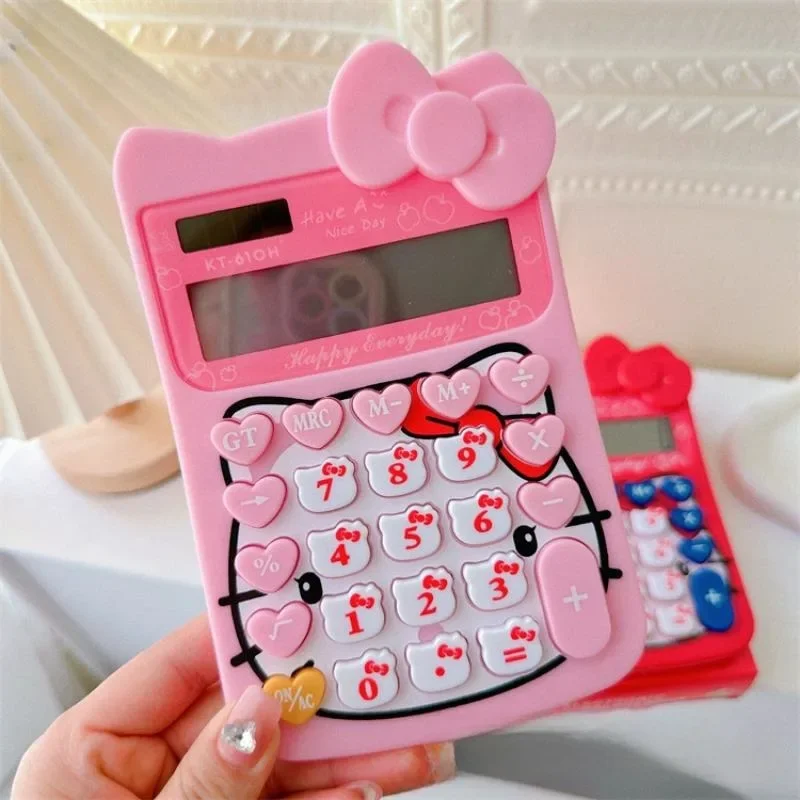 سانريو مرحبا كيتي أنيمي آلة حاسبة التعلم الشمسي آلة حاسبة الكمبيوتر الإلكترونية مدرسة مكتب الكرتون لوازم مكتبية هدية #5