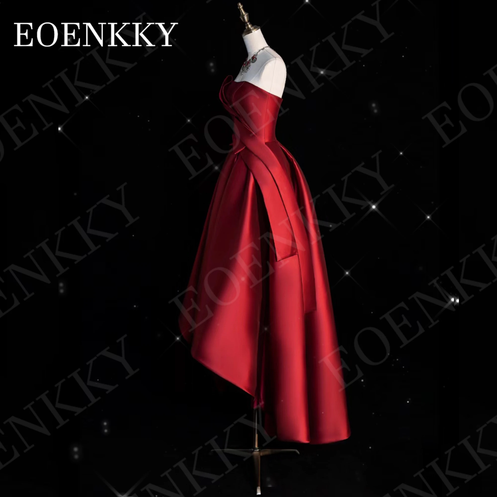 فساتين حفلة موسيقية بدون حمالةمن eoenky من الساتان السهرة أنيقة فستان حفلات زفاف منخفض للغاية بورجوندي بدون أكمام فساتين حفل حفل 2025 مساء الساتين أنيقة عالية منخفضة فستان حفل الزفاف بورغوندي مخصصة بلا أكمام