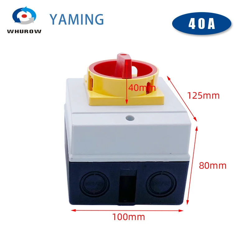 40A Isolator Disconnect Switch YMD11-40D Padlock ON-OFF 3/4P With Waterproof Box Enclosure IP65 Silver Contact