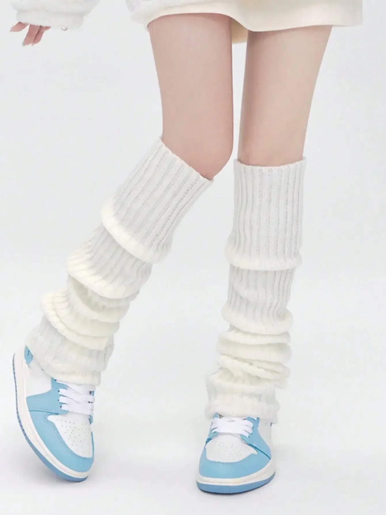 

1 Pair Y2K Style Solid Color Cute Student Subculture Lolita Princess Sweet Ruffle Lace Net Leg Warmers, Spring/Summer, Christmas