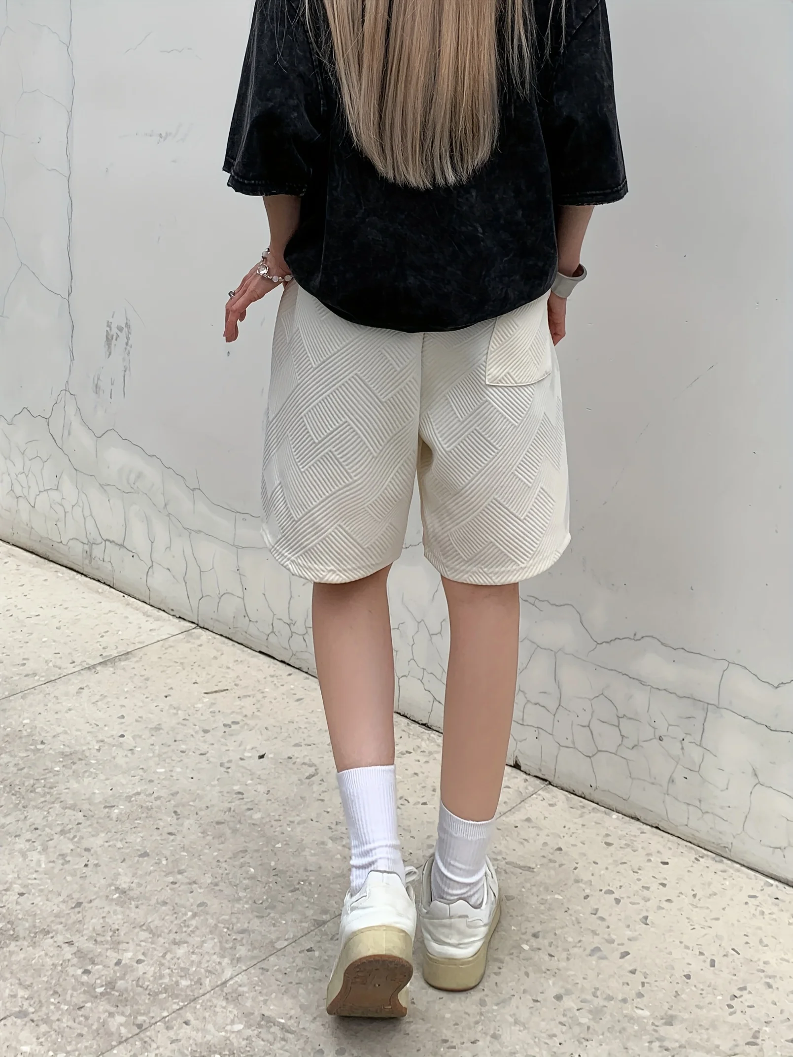 American Style Loose Sports Shorts Women's Summer Textured Breathable Knee Lenght  Casual Pants