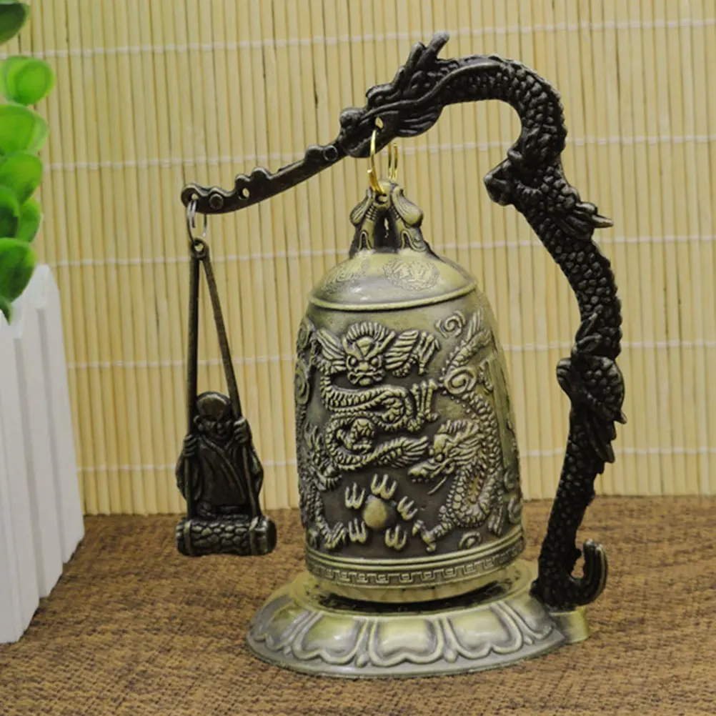 

1pcs Creative Zinc Alloy Desktop Bell Ornament Fengshui Decor Monk Strike Statue Home Office Decoration Durable Metal Tabletop