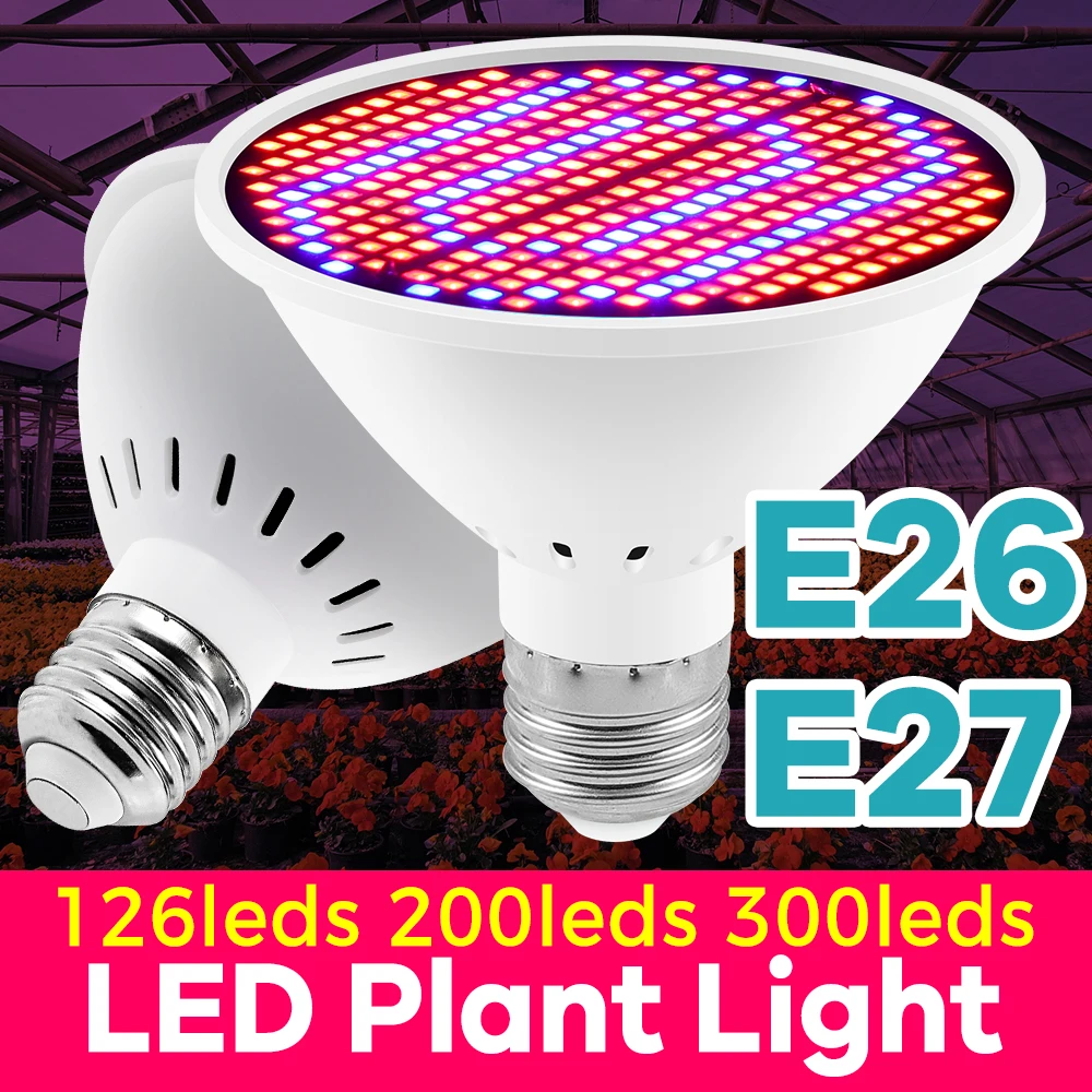 

Светодиодная лампа для растений 200 Вт, полный спектр, E26/E27, для теплиц, гроубоксов, гидропоники, 110В/220В