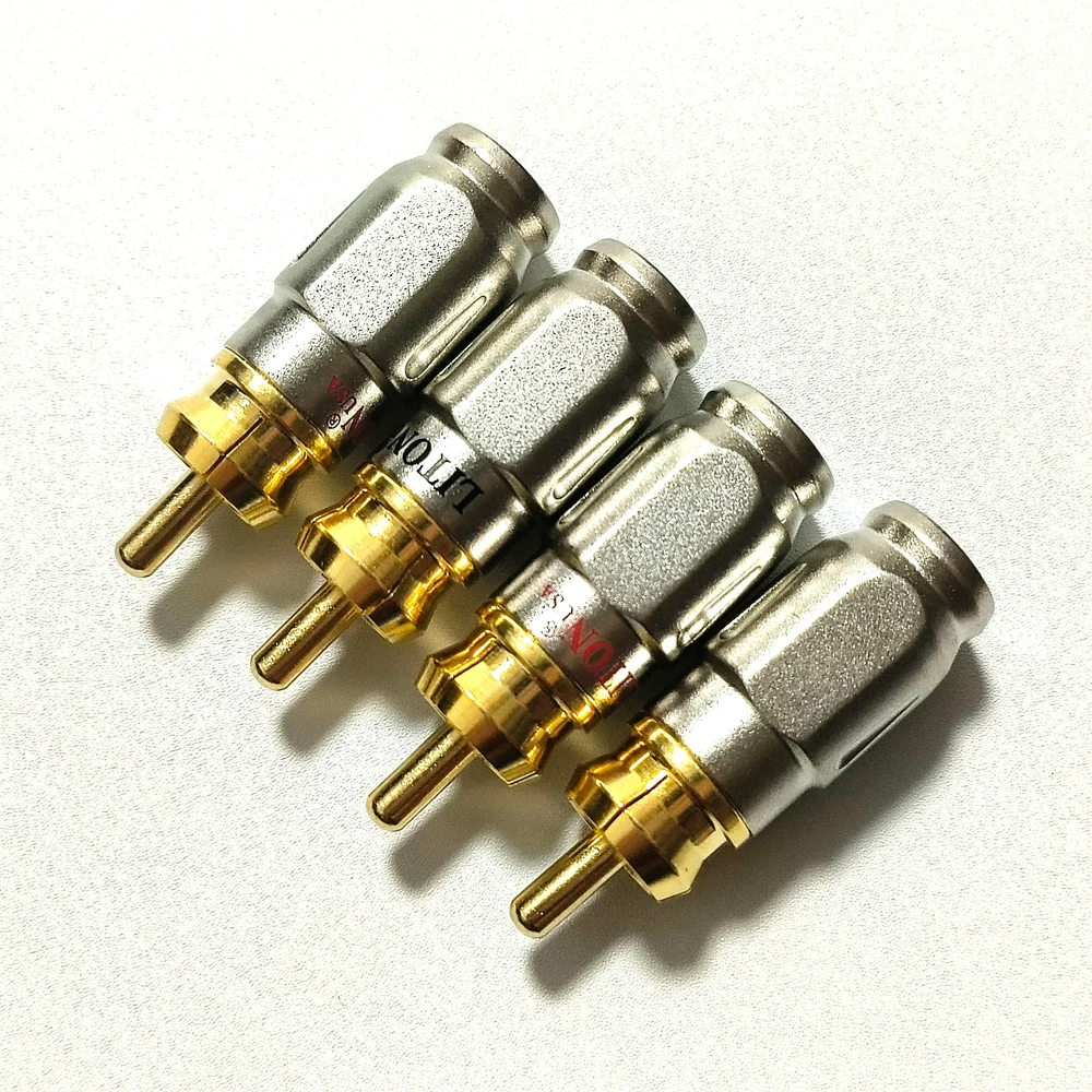 4 Stück 5mm Liton vergoldeter RCA-Stecker mit Schraubverschluss, Audio-Video-Stecker, goldener Snake-RCA-Stecker für Kabel-DIY – Detail 4